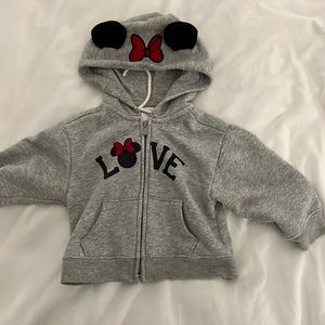 Gap gray full zip Minnie Mouse hoodie, size 2T